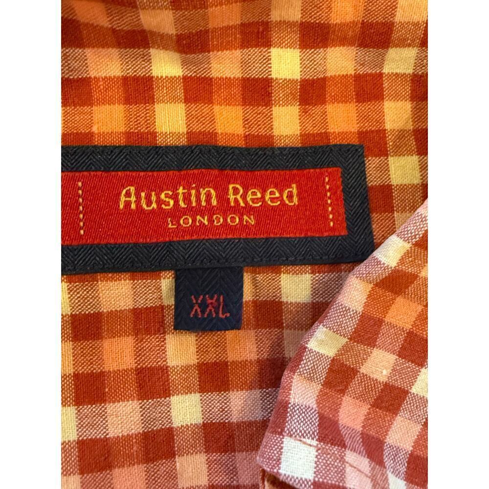AUSTIN REED London Orange Check Linen/Cotton Shirt Top XXL 2XL - Picture 5 of 9